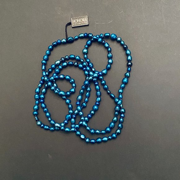 36" Honora Deep Blue Pearl Necklace, NWT - Picture 4 of 10
